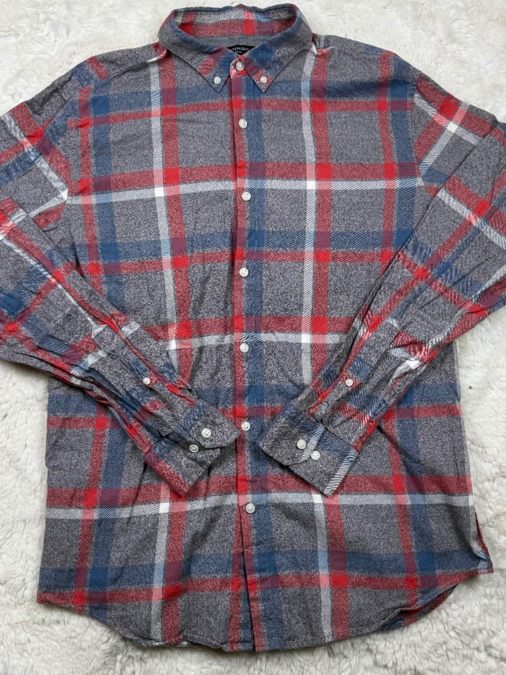 Banana Republic Luxe Flannel Camden Fit Plaid Collar Long Sleeve Men's Large